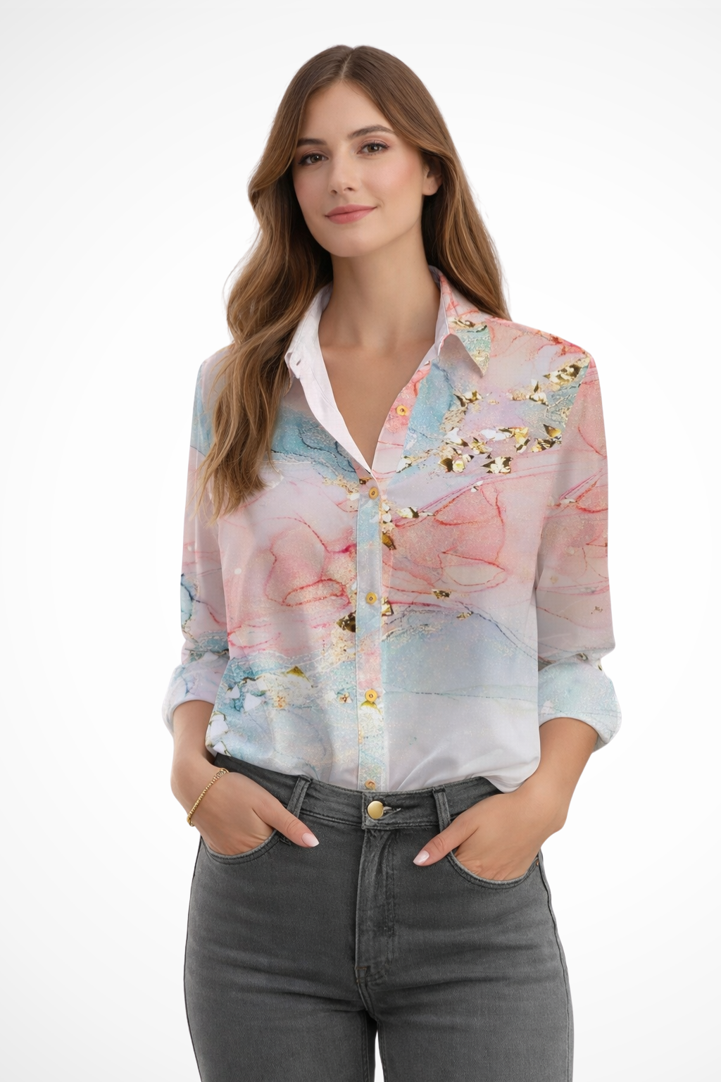 Floral Long Sleeve Blouse for Women | Button Down Design | Casual Wear