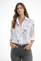Floral Long Sleeve Blouse for Women | Button Down Design | Casual Wear