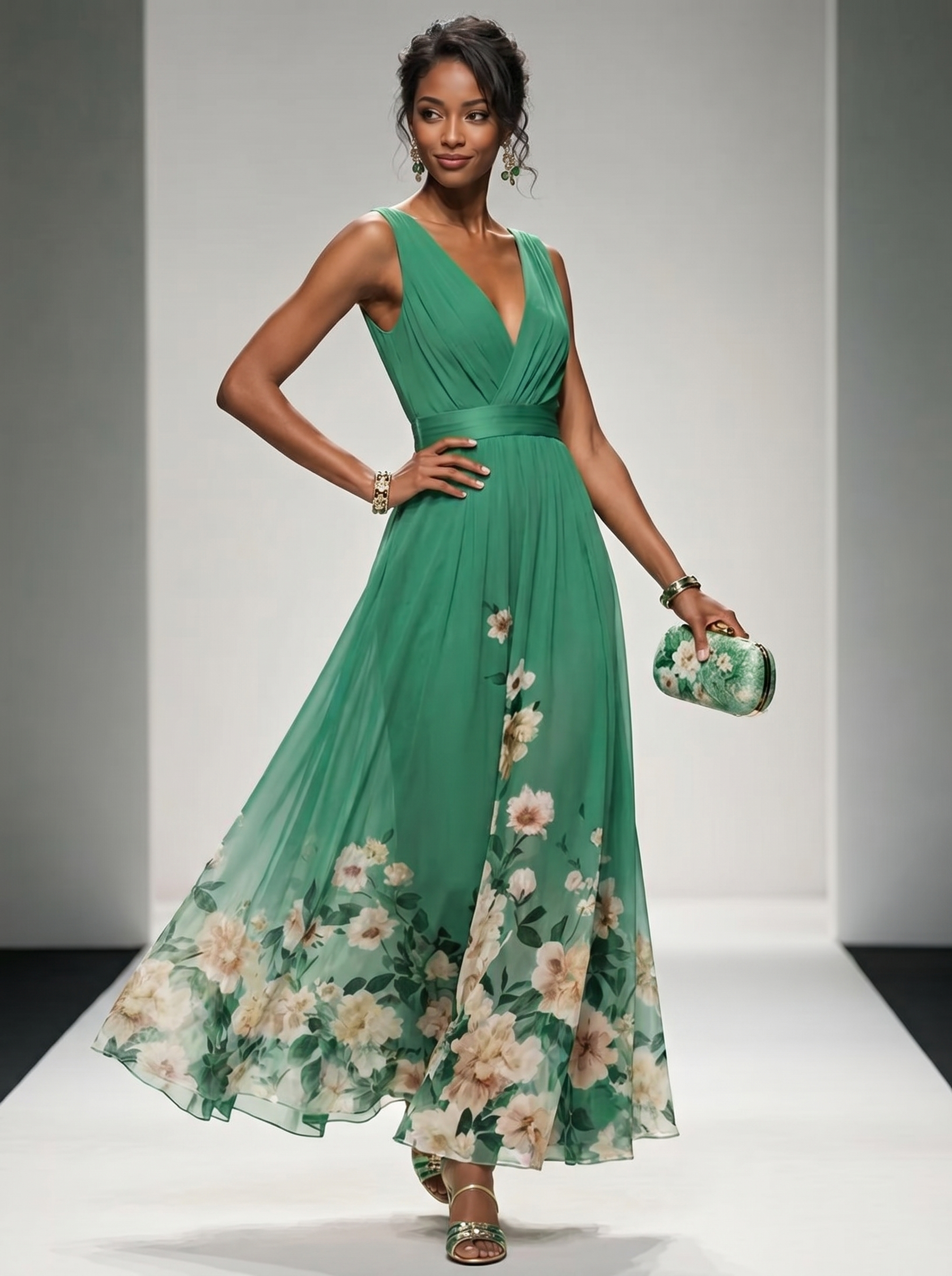 Floral Maxi Dress Women UK – Sleeveless V-Neck Wide Straps Dress, Garden Party Summer Holiday