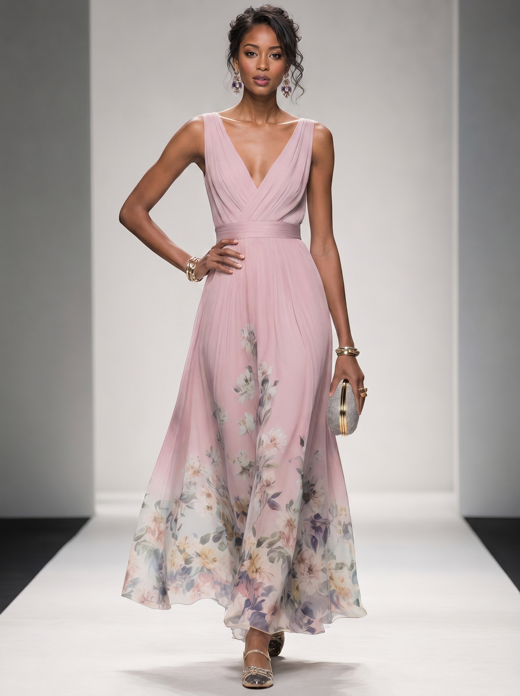 Floral Maxi Dress Women UK – Sleeveless V-Neck Wide Straps Dress, Garden Party Summer Holiday