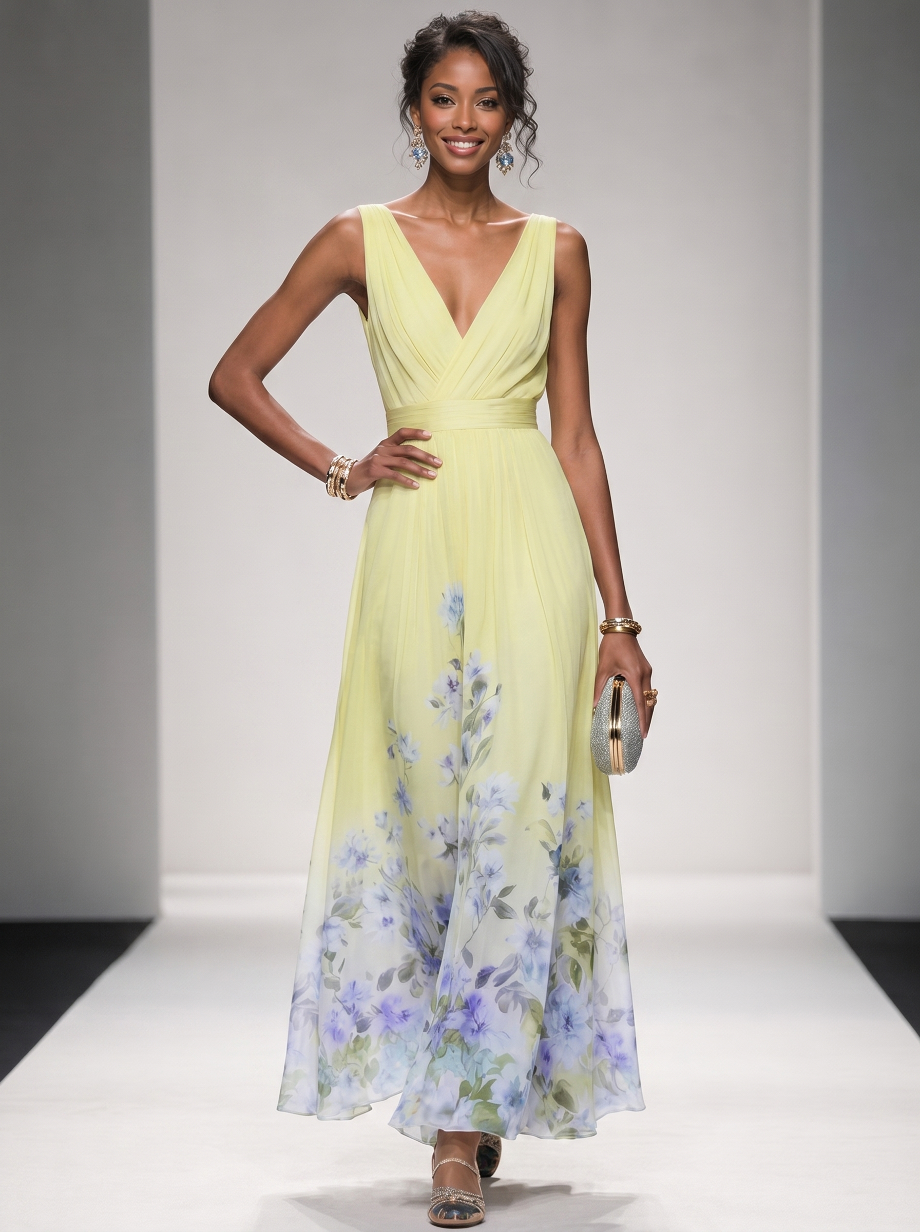 Floral Maxi Dress Women UK – Sleeveless V-Neck Wide Straps Dress, Garden Party Summer Holiday
