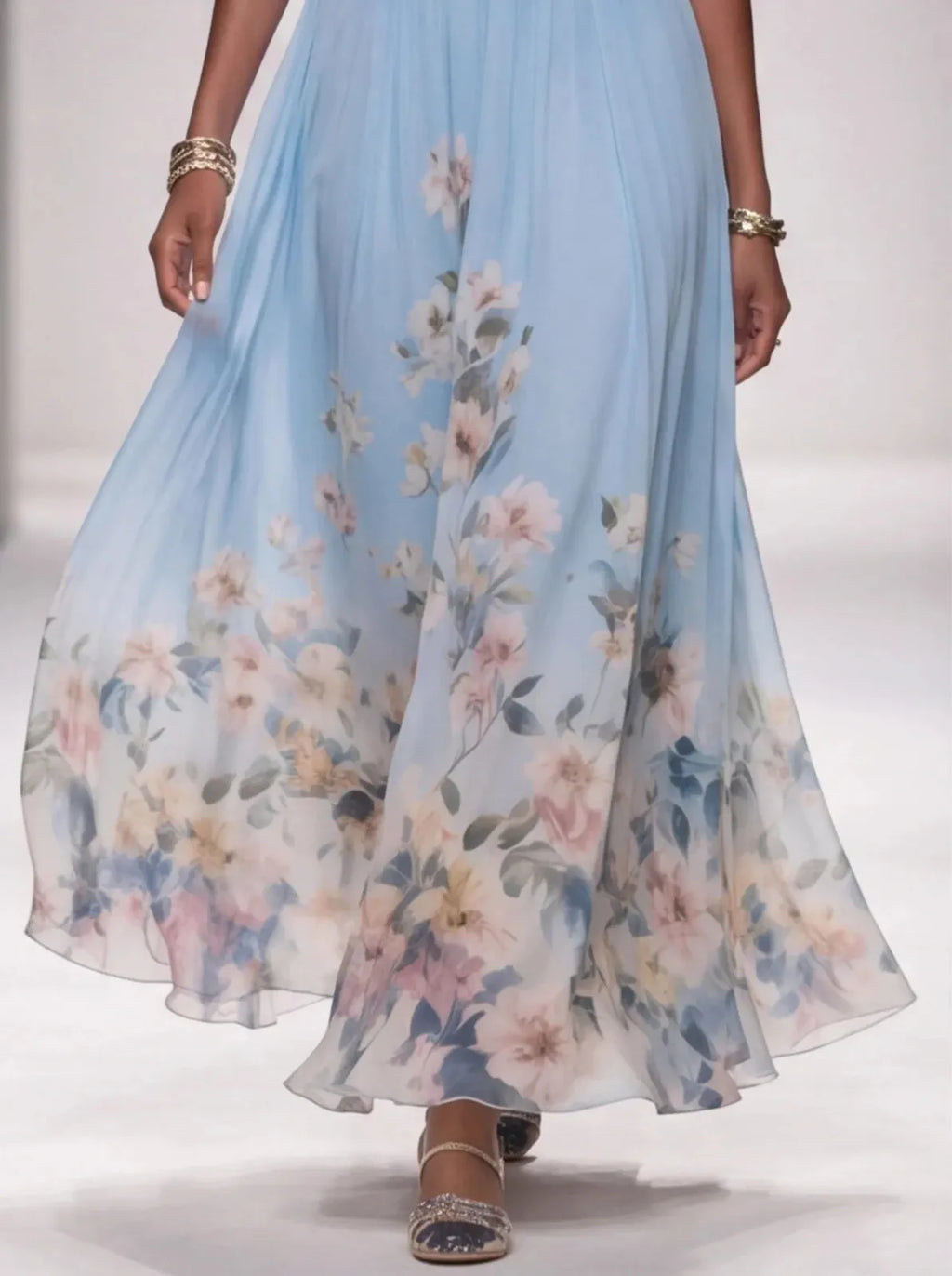 Floral Maxi Dress Women UK – Sleeveless V-Neck Wide Straps Dress, Garden Party Summer Holiday