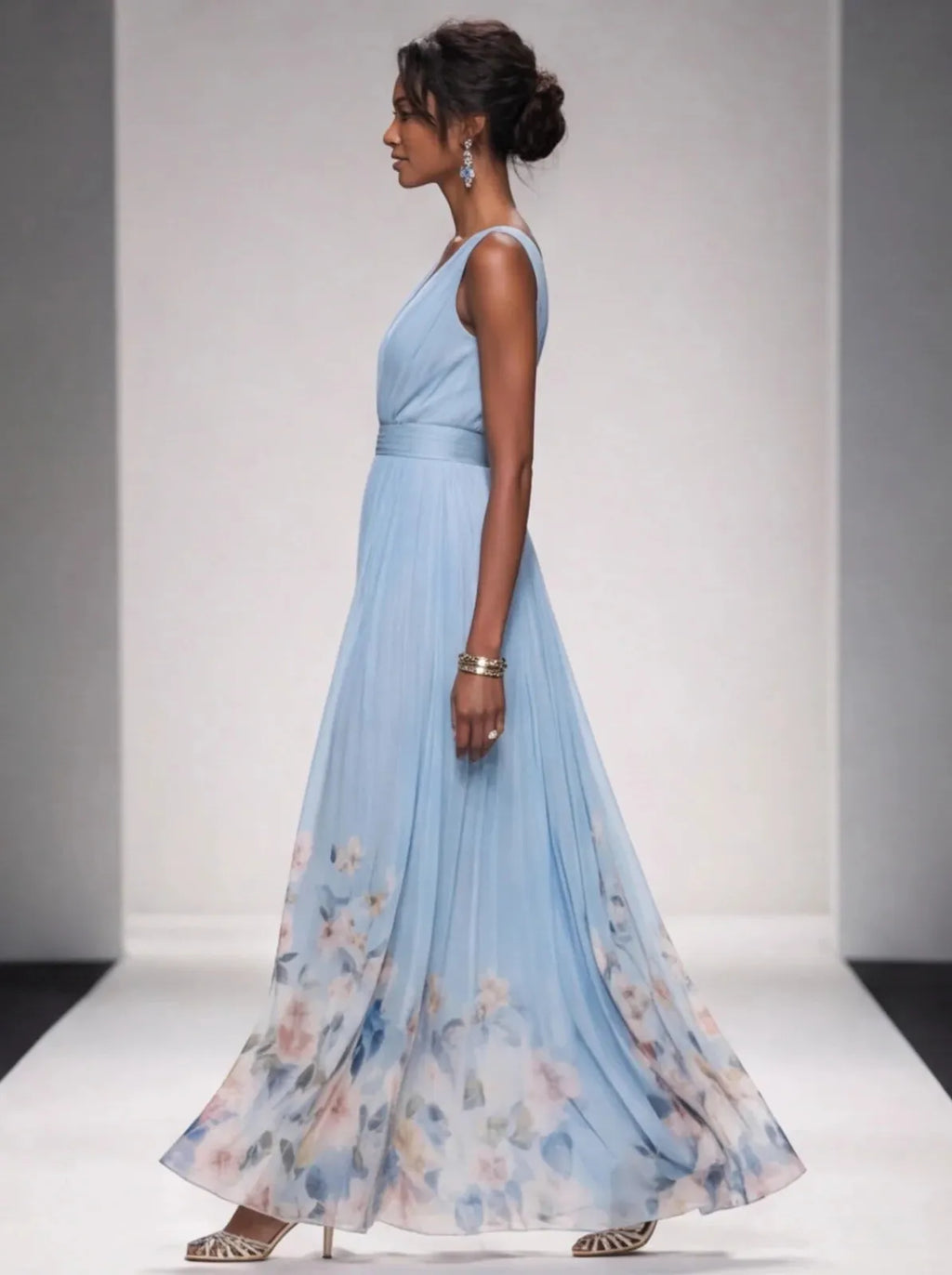 Floral Maxi Dress Women UK – Sleeveless V-Neck Wide Straps Dress, Garden Party Summer Holiday