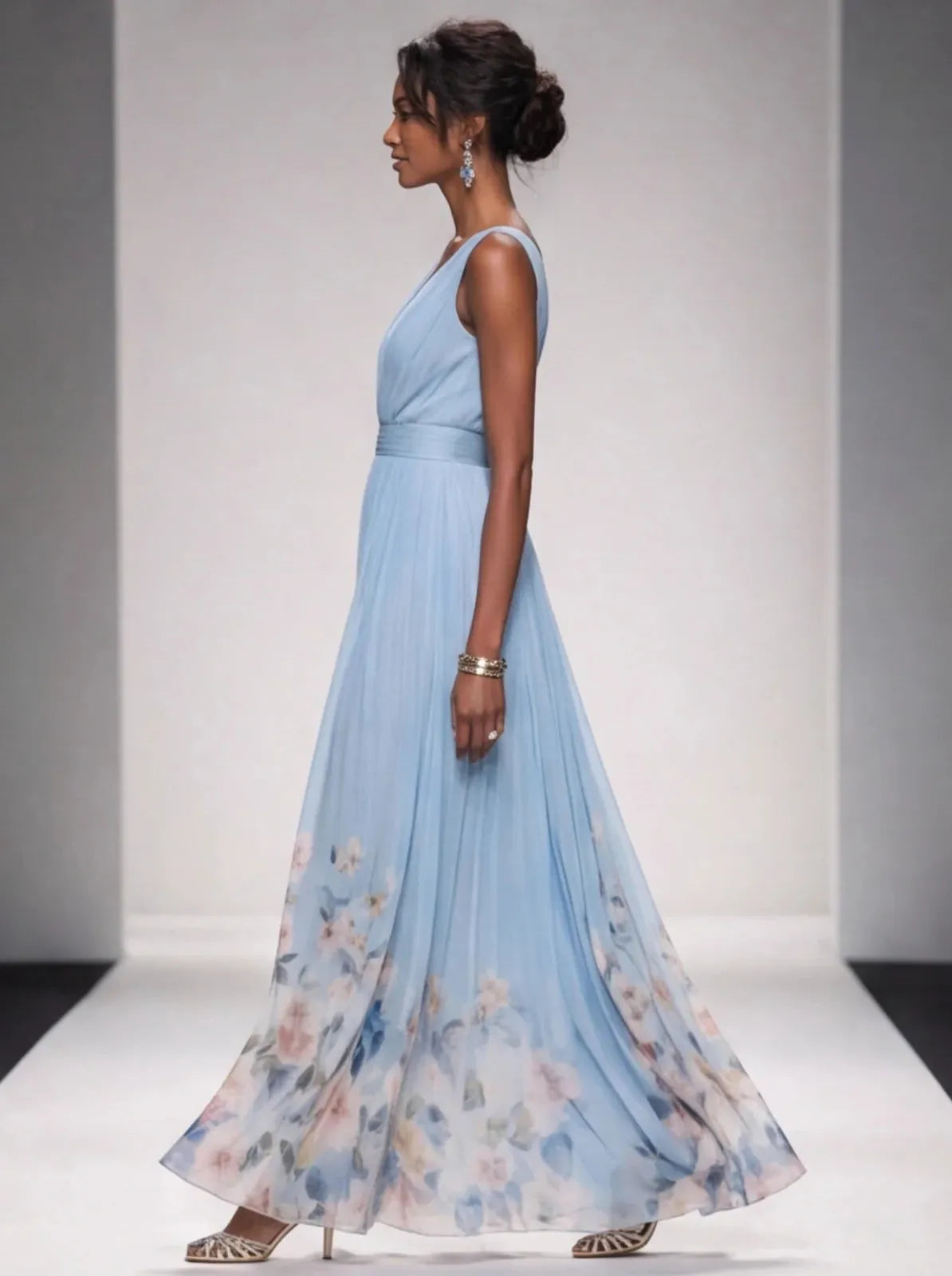 Floral Maxi Dress Women UK – Sleeveless V-Neck Wide Straps Dress, Garden Party Summer Holiday