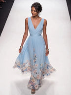Floral Maxi Dress Women UK – Sleeveless V-Neck Wide Straps Dress, Garden Party Summer Holiday