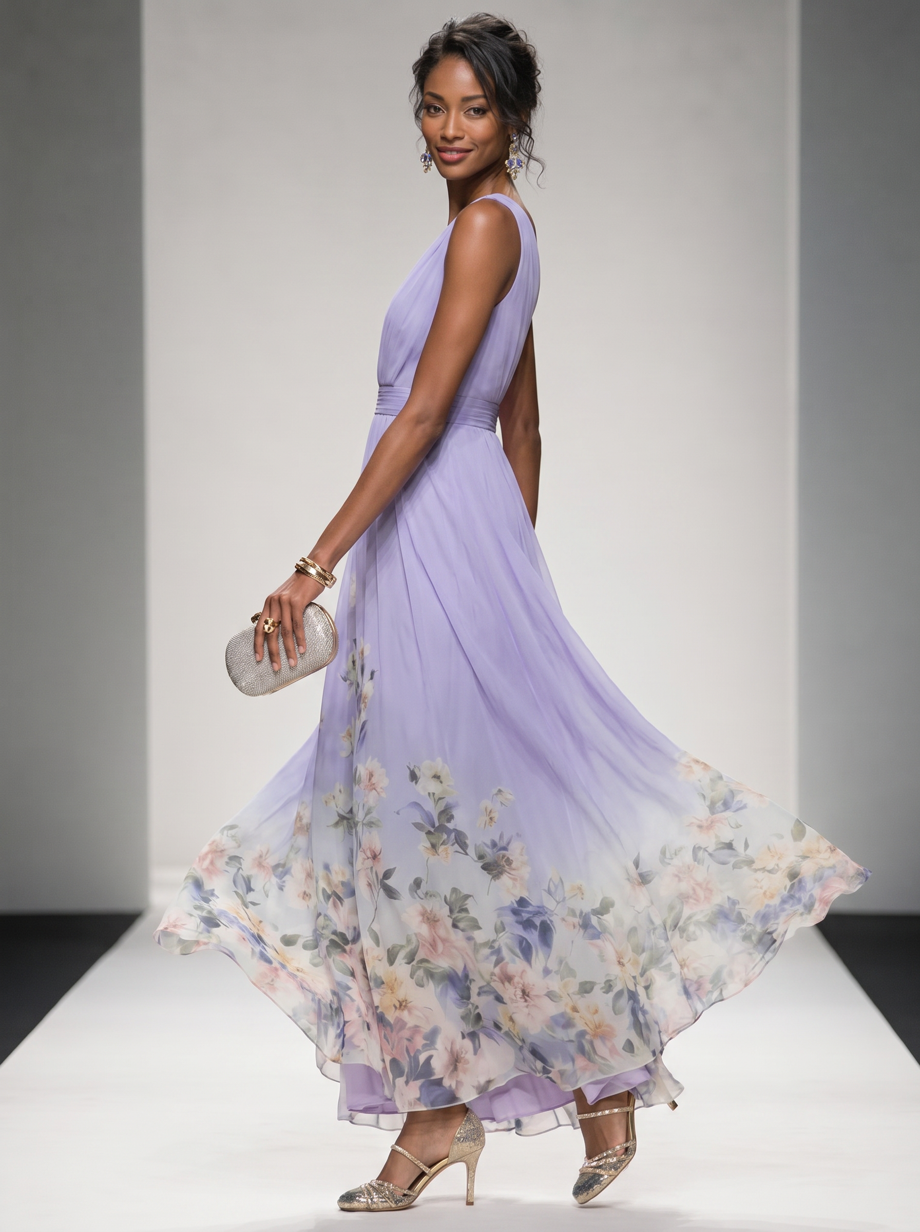 Floral Maxi Dress Women UK – Sleeveless V-Neck Wide Straps Dress, Garden Party Summer Holiday