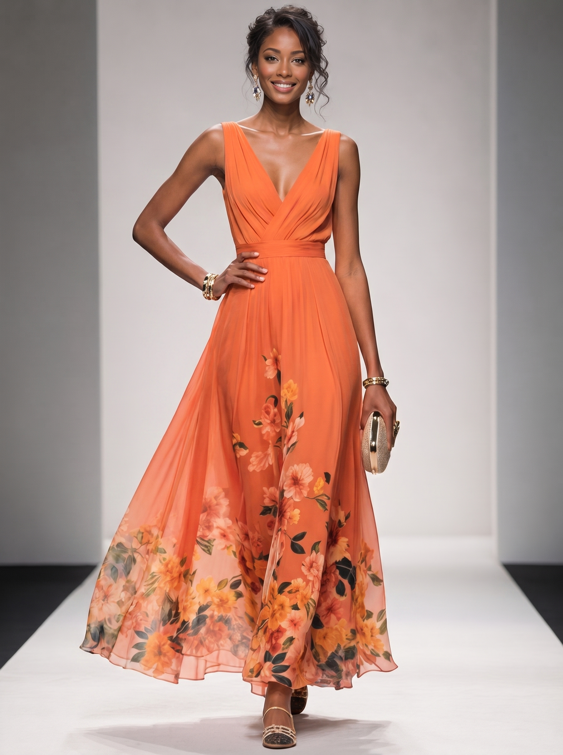 Floral Maxi Dress Women UK – Sleeveless V-Neck Wide Straps Dress, Garden Party Summer Holiday