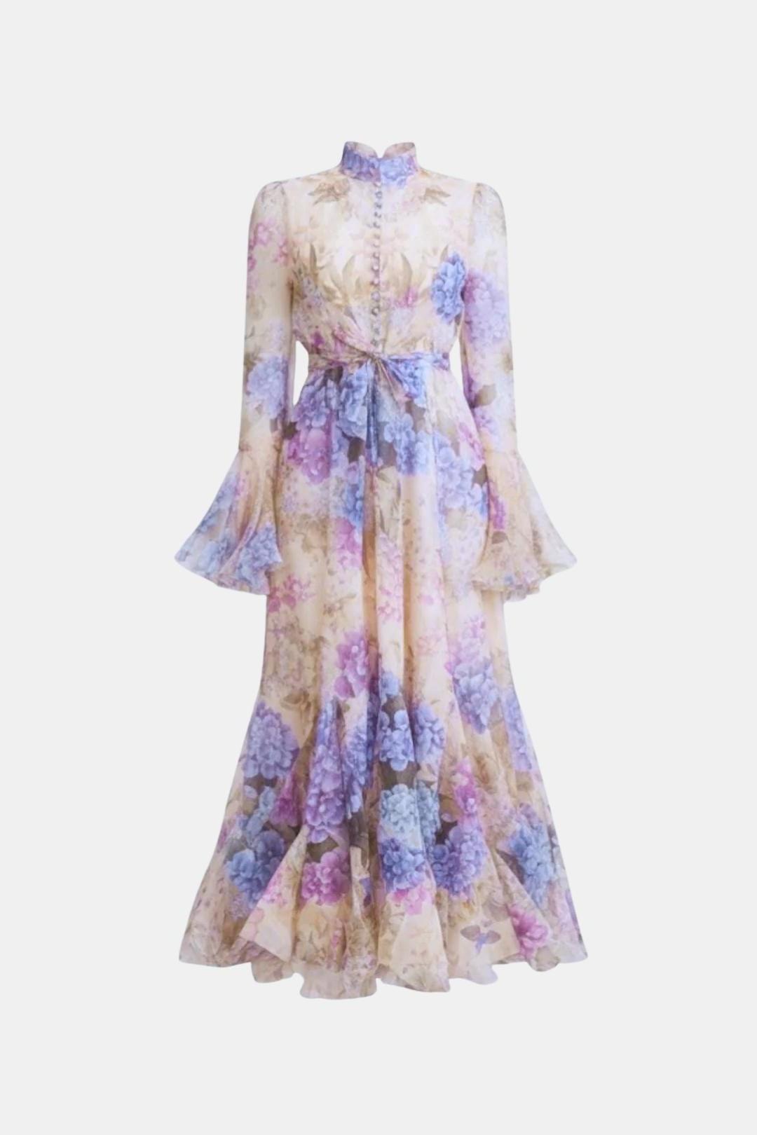 Floral Maxi Dress Women UK – Wedding Guest Garden Party Evening Gown, Cocktail Attire