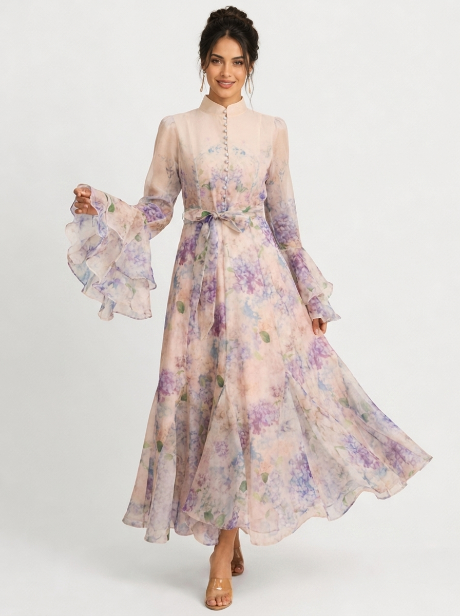 Floral Maxi Dress Women UK – Wedding Guest Garden Party Evening Gown, Cocktail Attire