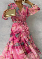 Floral Maxi Dress for Summer Evenings - Lightweight Wrap Style