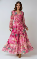 Floral Maxi Dress for Summer Evenings - Lightweight Wrap Style