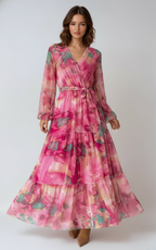 Floral Maxi Dress for Summer Evenings - Lightweight Wrap Style