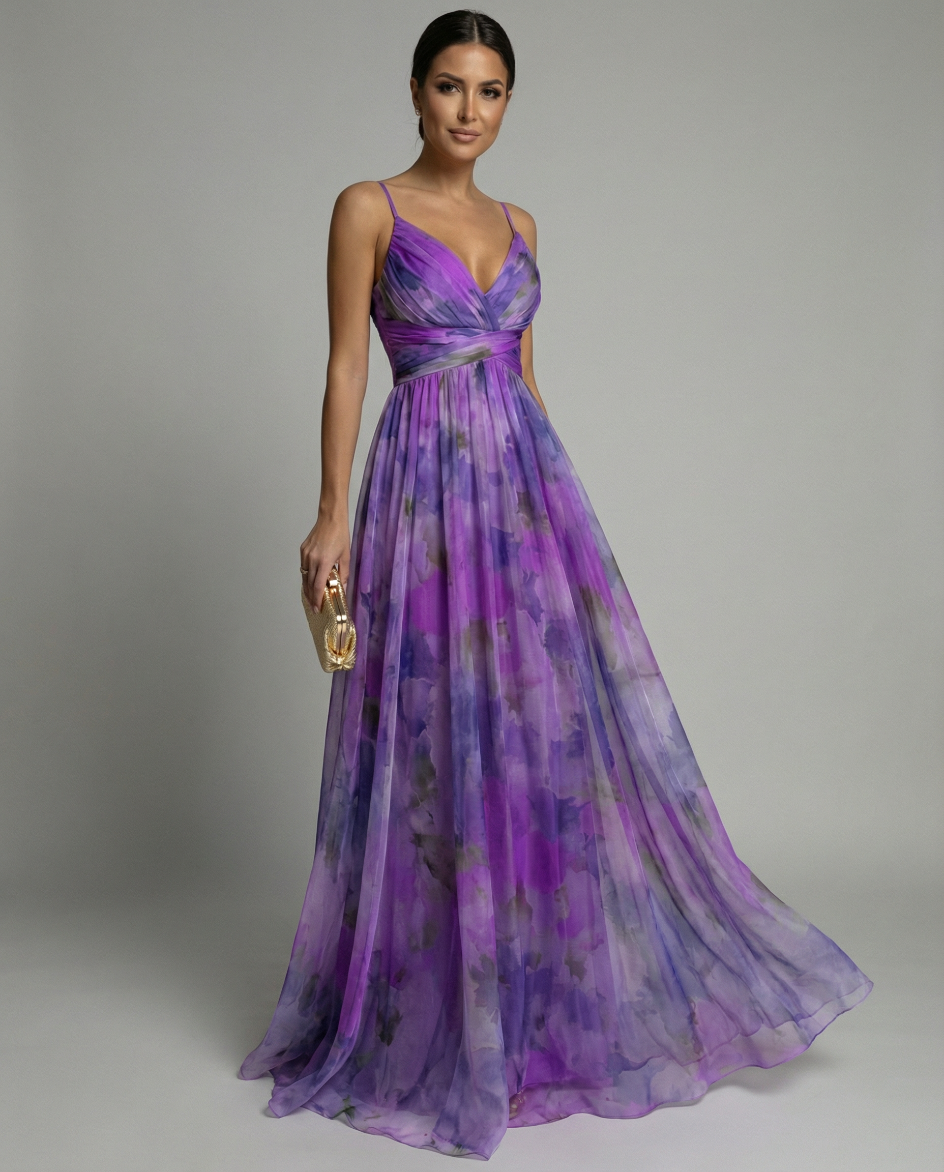 Floral Maxi Dress for Women - Elegant Evening Wear - Lightweight Fabric