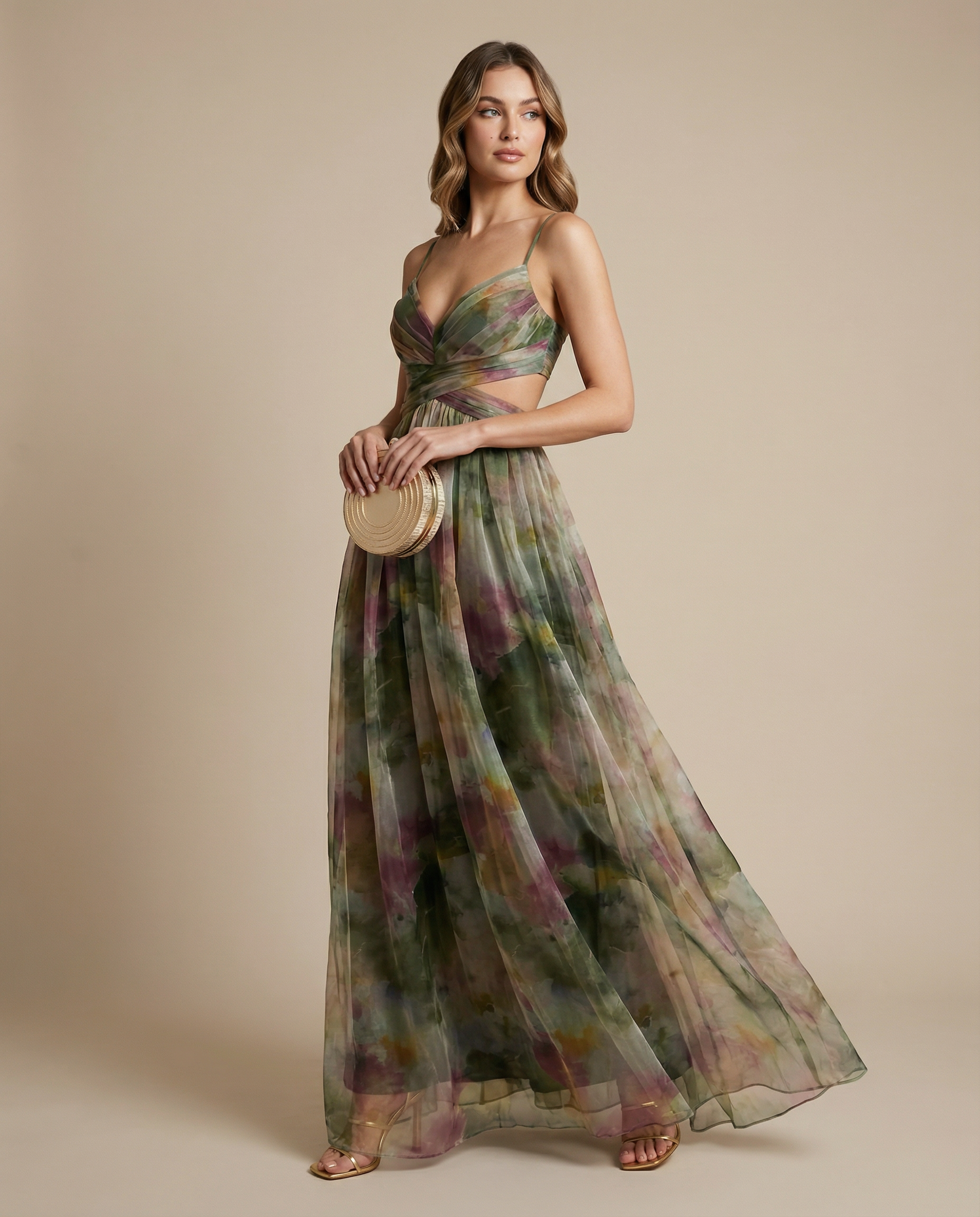 Floral Maxi Dress for Women - Elegant Evening Wear - Lightweight Fabric