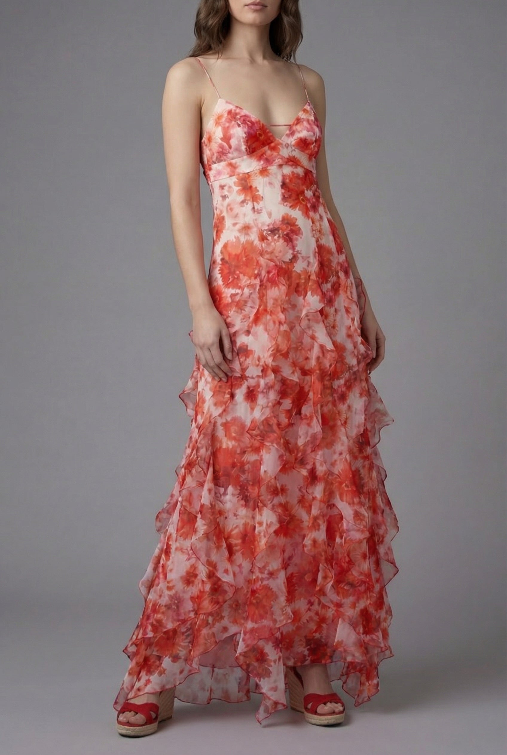 Floral Maxi Dress for Women - Lightweight Ruffled Design for Summer Wear
