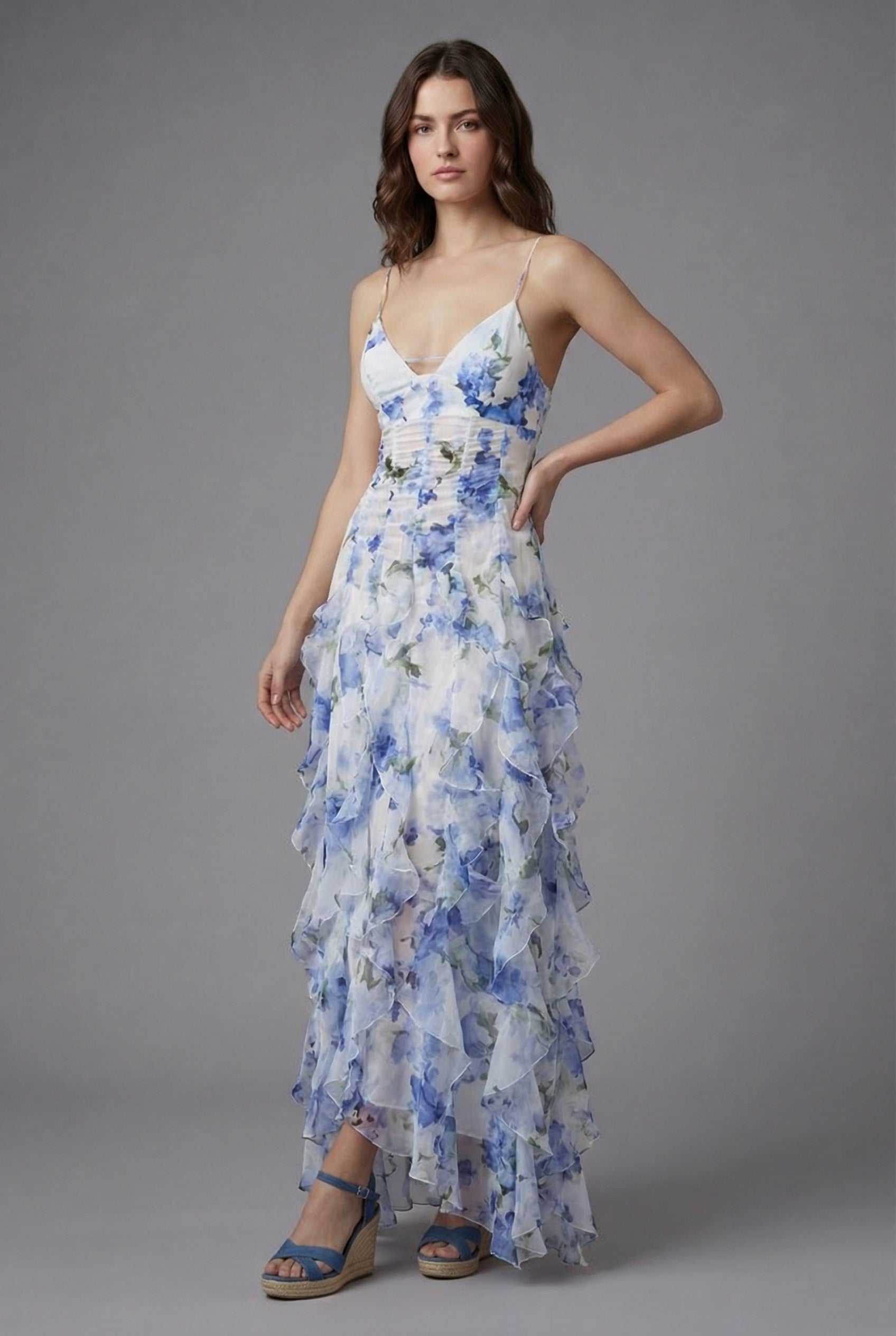 Floral Maxi Dress for Women - Lightweight Ruffled Design for Summer Wear