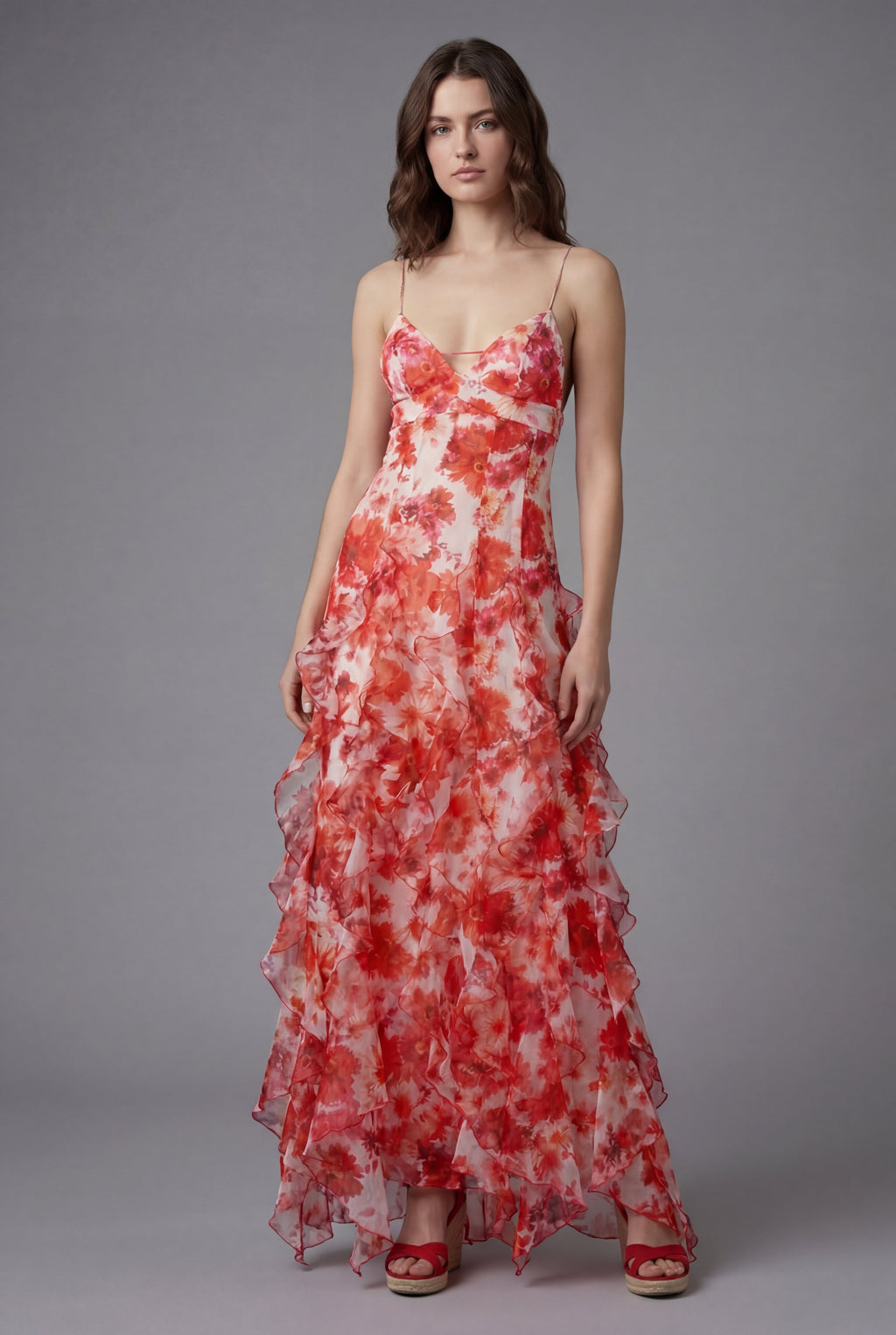 Floral Maxi Dress for Women - Lightweight Ruffled Design for Summer Wear