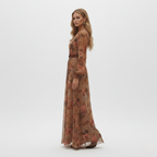 Floral Maxi Dress for Women with Button-Front, Ruffle Collar, and Tie Waist Belt - Perfect for Casual or Formal Occasions