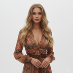 Floral Maxi Dress for Women with Button-Front, Ruffle Collar, and Tie Waist Belt - Perfect for Casual or Formal Occasions
