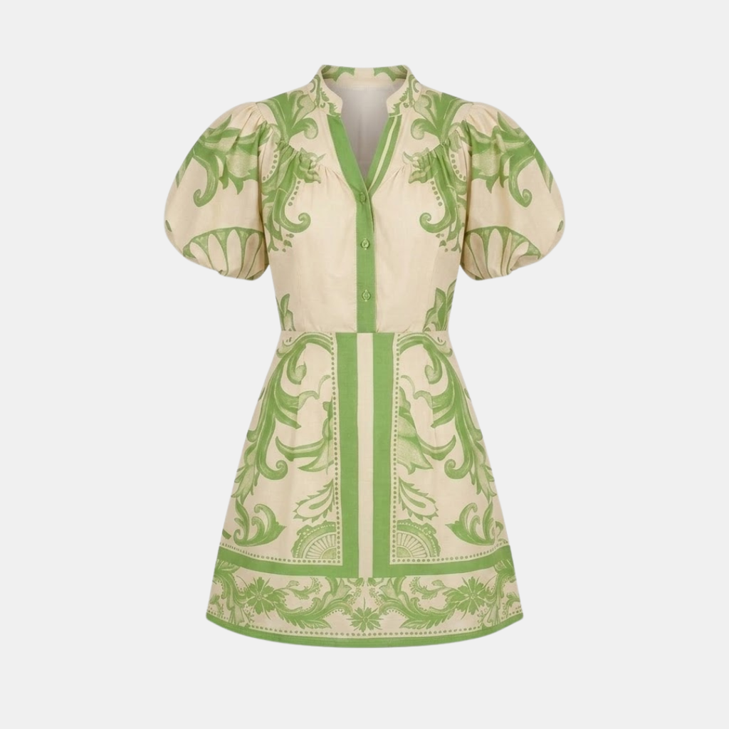 Floral Organic Linen Summer Cocktail Dress for Women