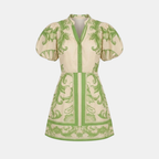 Floral Organic Linen Summer Cocktail Dress for Women