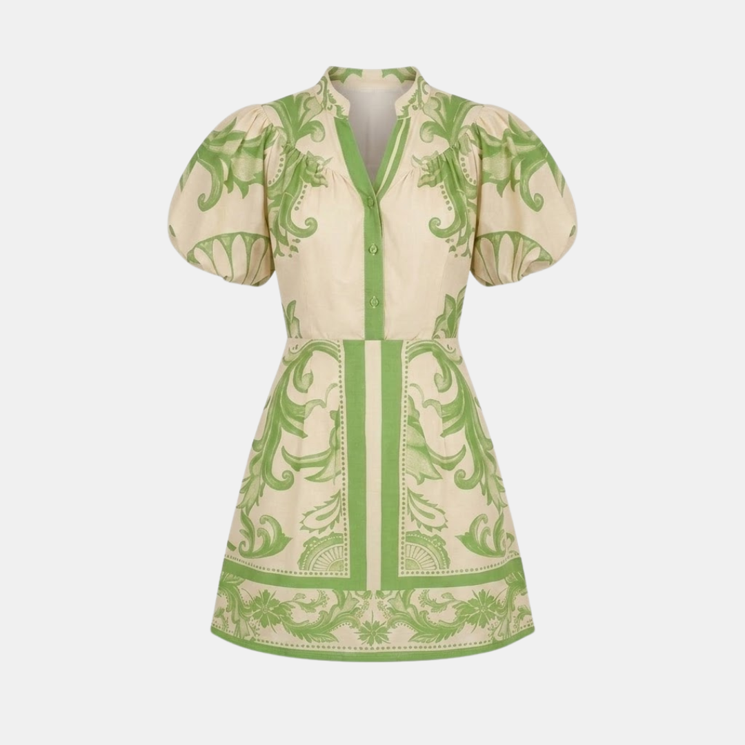 Floral Organic Linen Summer Cocktail Dress for Women