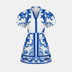 Floral Organic Linen Summer Cocktail Dress for Women
