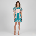 Floral Organic Linen Summer Cocktail Dress for Women