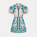 Floral Organic Linen Summer Cocktail Dress for Women