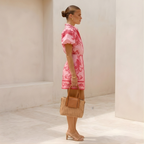 Floral Organic Linen Summer Cocktail Dress for Women