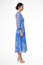 Floral Print Long Sleeve Midi Dress for Women | Wedding Guest Attire