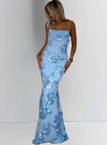 Floral Print Maxi Dress - Lightweight Fabric - Elegant Evening Gown - Women's Wear