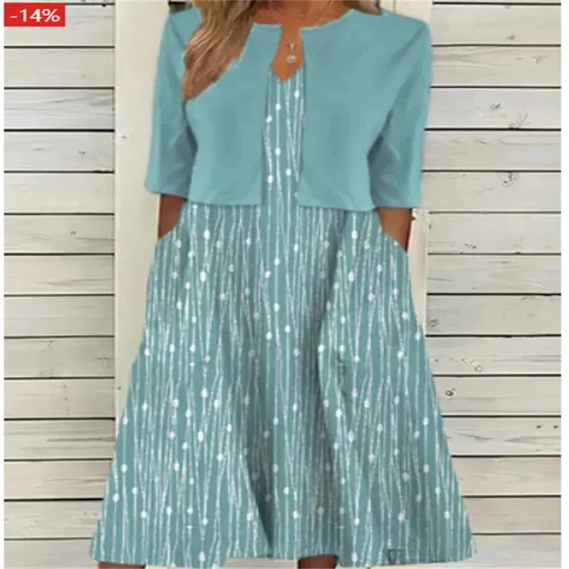 Floral Print Two-Piece Midi Dress Women UK – Garden Party Summer Outfit, Wedding Guest