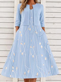 Floral Print Two-Piece Midi Dress Women UK – Garden Party Summer Outfit, Wedding Guest