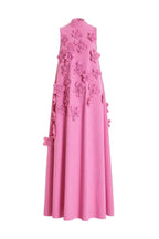Flower Embellished Maxi Dress for Summer Evening Events - Sleeveless Design in Lightweight Fabric