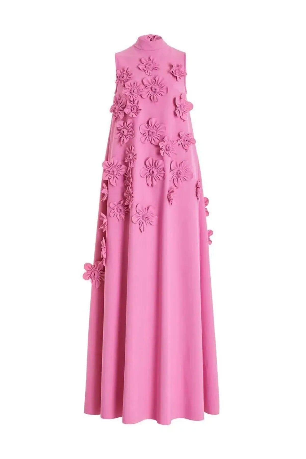 Flower Embellished Maxi Dress for Summer Evening Events - Sleeveless Design in Lightweight Fabric