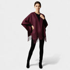 Fringed Women's Poncho Cape Scarf - Soft Knit Fabric - Stylish Layering Accessory for Casual and Outdoor Wear