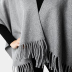Fringed Women's Poncho Cape Scarf - Soft Knit Fabric - Stylish Layering Accessory for Casual and Outdoor Wear