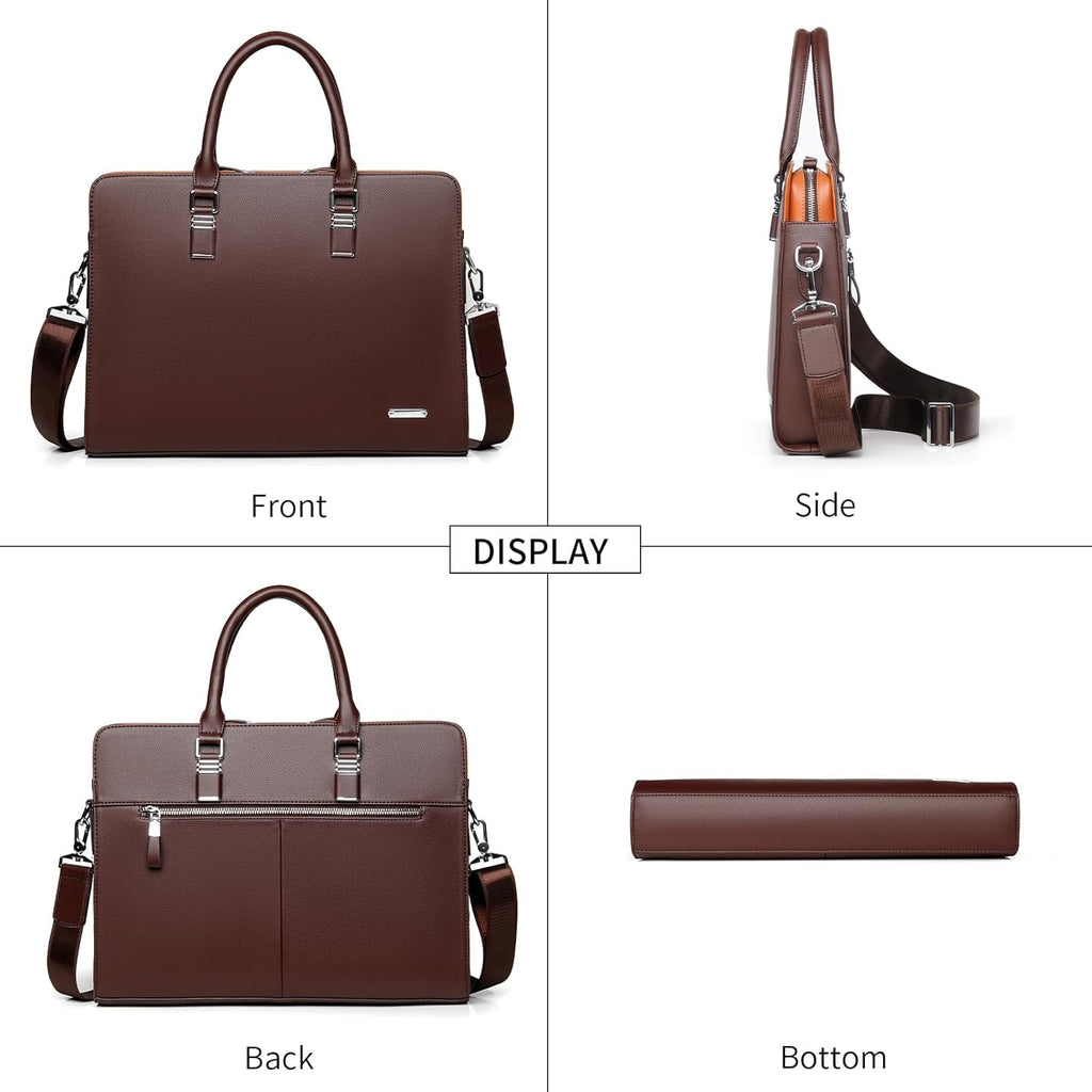 Genuine Leather Business Briefcase with Multi-Compartment – Office, Professional Use