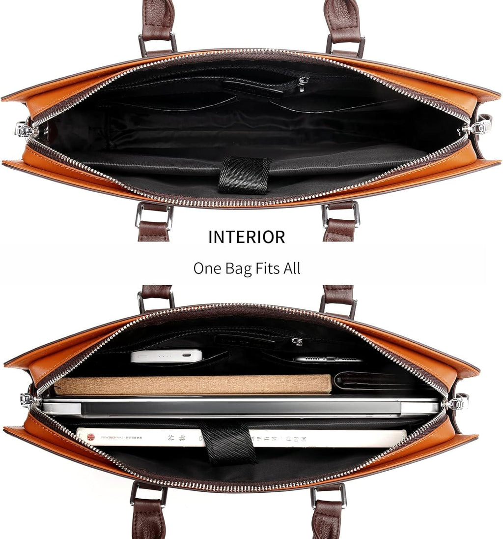 Genuine Leather Business Briefcase with Multi-Compartment – Office, Professional Use