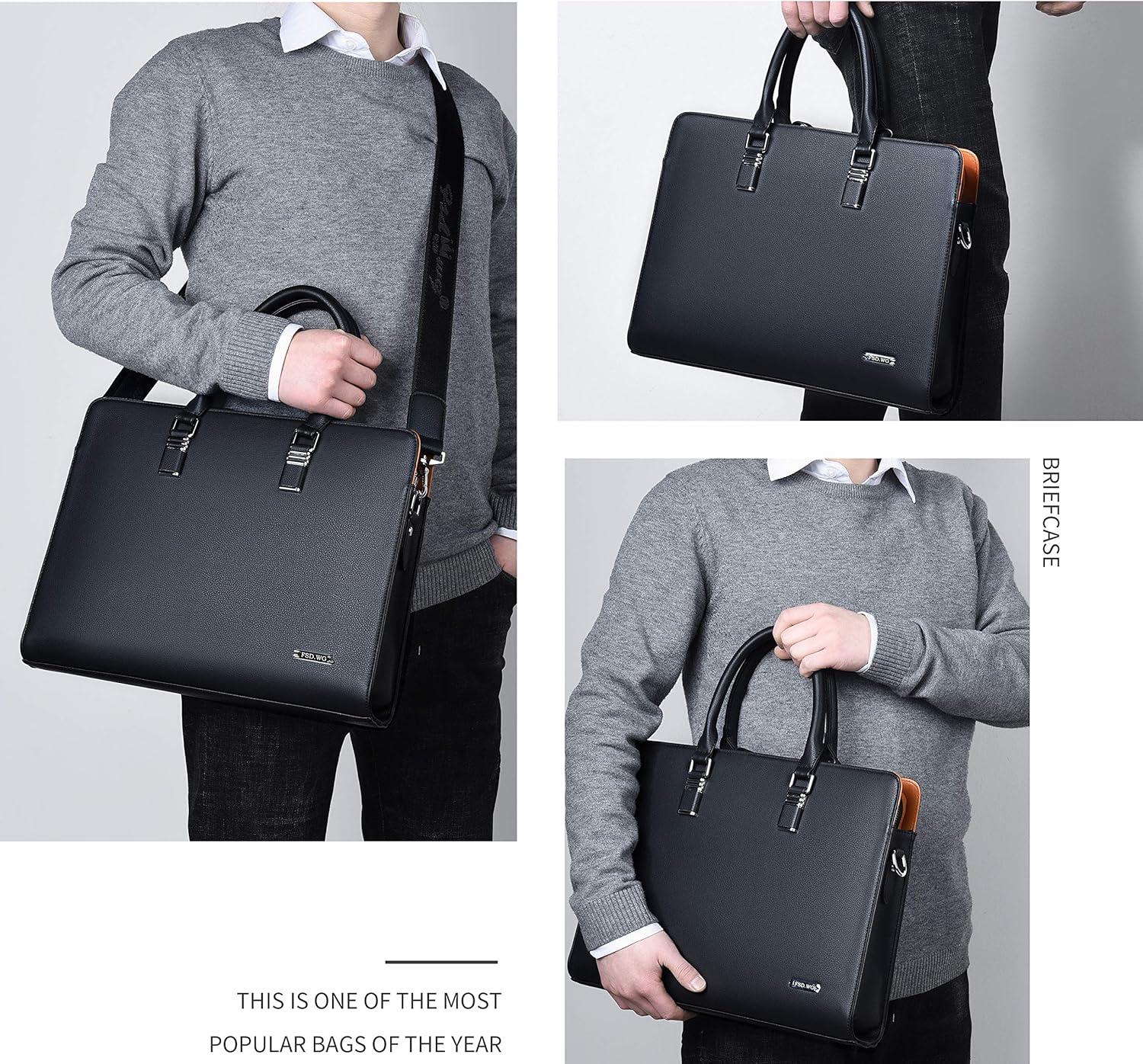 Genuine Leather Business Briefcase with Multi-Compartment – Office, Professional Use
