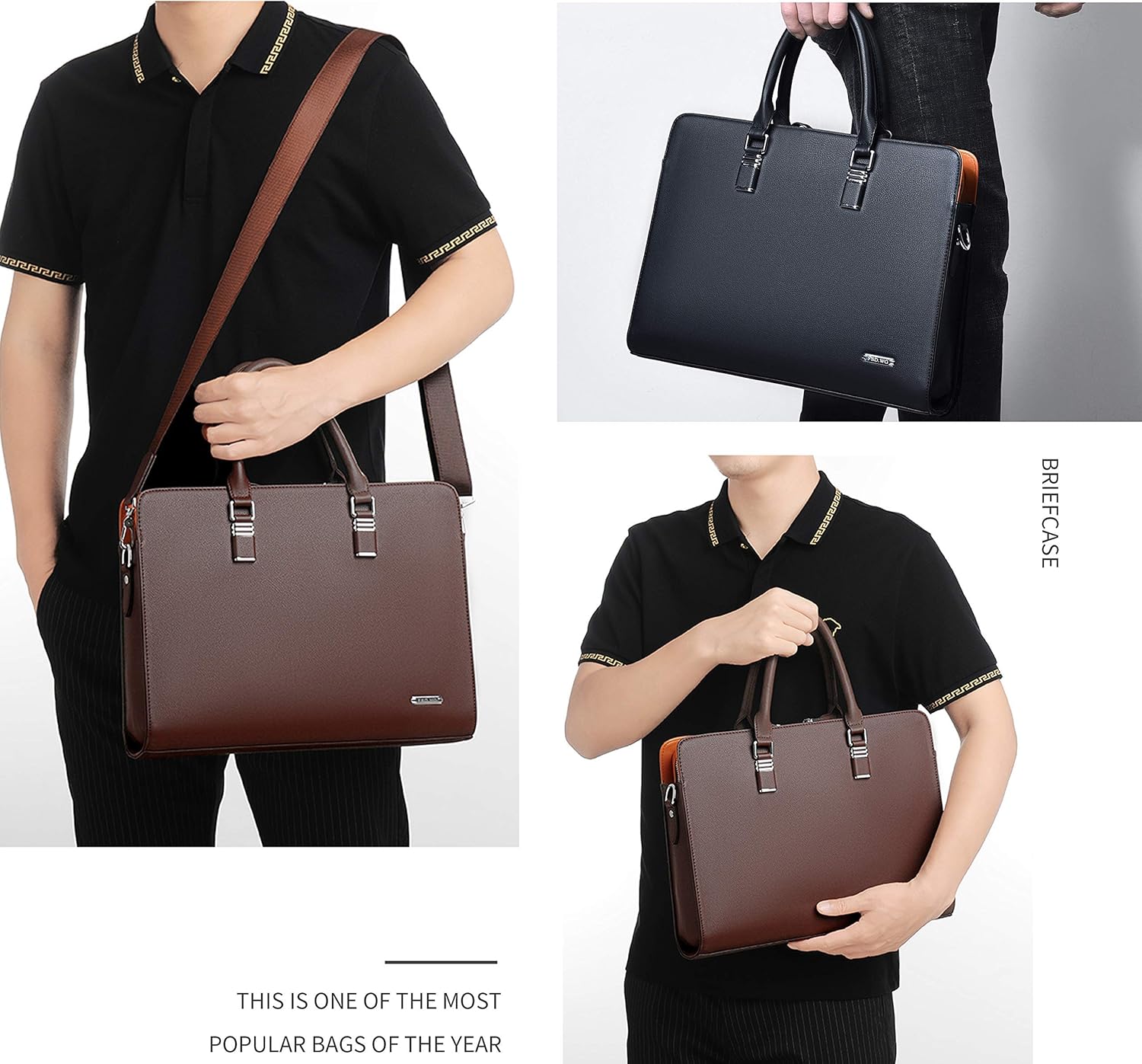 Genuine Leather Business Briefcase with Multi-Compartment – Office, Professional Use