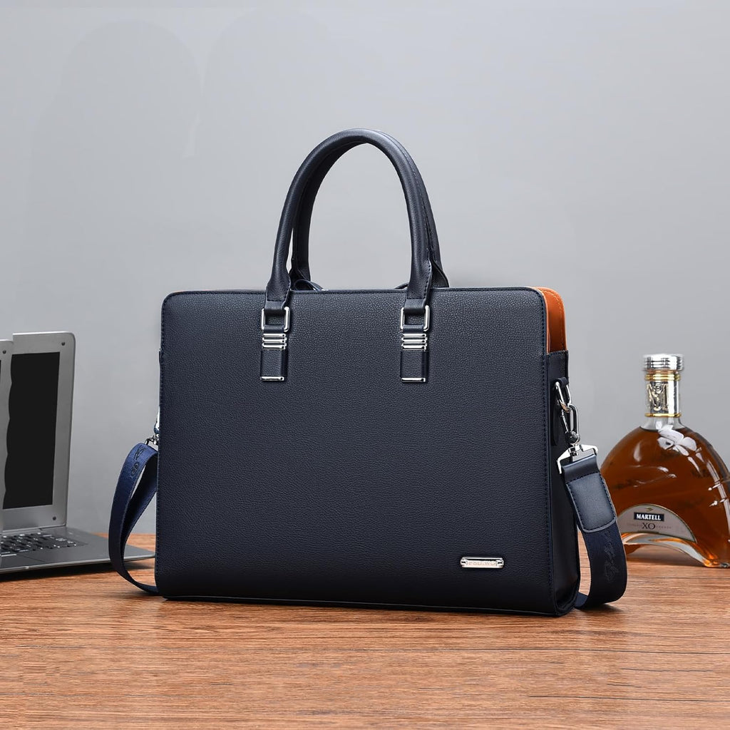 Genuine Leather Business Briefcase with Multi-Compartment – Office, Professional Use