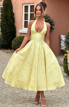 Halter Midi Dress for Women - Stylish Fit, Casual Summer Outfit