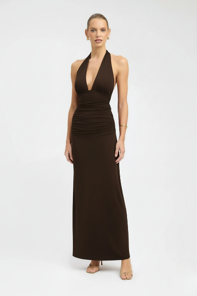 Halterneck Dress in Soft Fabric - Elegant Evening Wear for Women