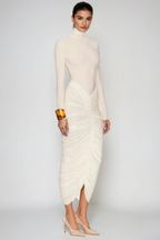 High Neck Midi Dress in Soft Fabric for Casual or Formal Wear