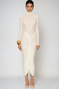 High Neck Midi Dress in Soft Fabric for Casual or Formal Wear