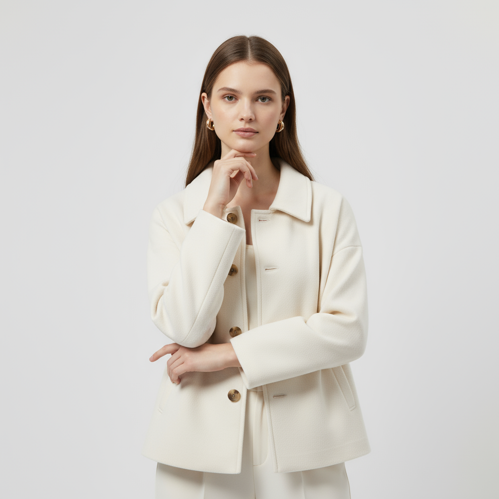 Hip-Length Women's Mini Coat - Lightweight Fabric, Casual Style for Everyday Wear, Available in Multiple Colors