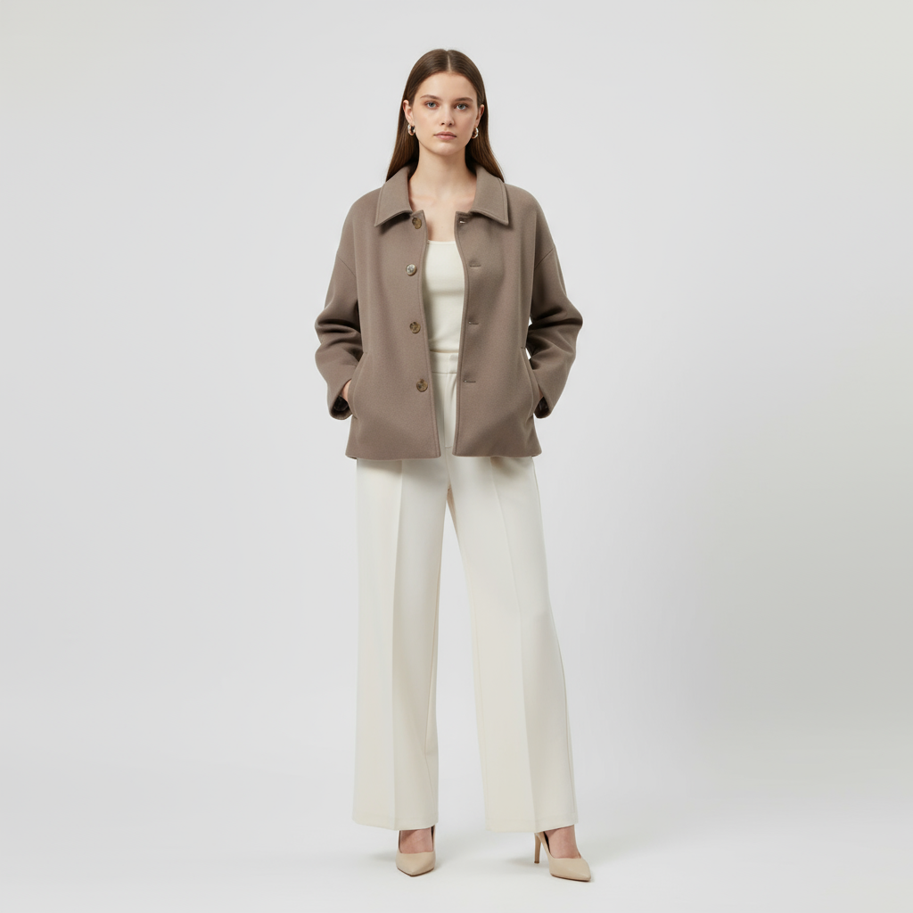 Hip-Length Women's Mini Coat - Lightweight Fabric, Casual Style for Everyday Wear, Available in Multiple Colors