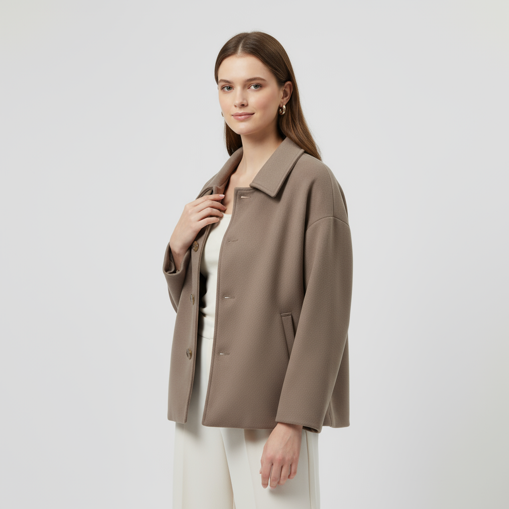 Hip-Length Women's Mini Coat - Lightweight Fabric, Casual Style for Everyday Wear, Available in Multiple Colors